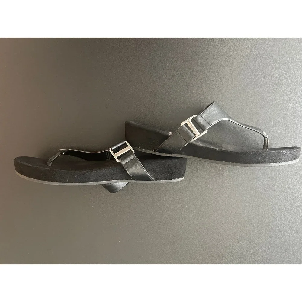 Mountrek Sophie Black Wedge Thong Sandals Womens Size L 9-10 Platform Slides